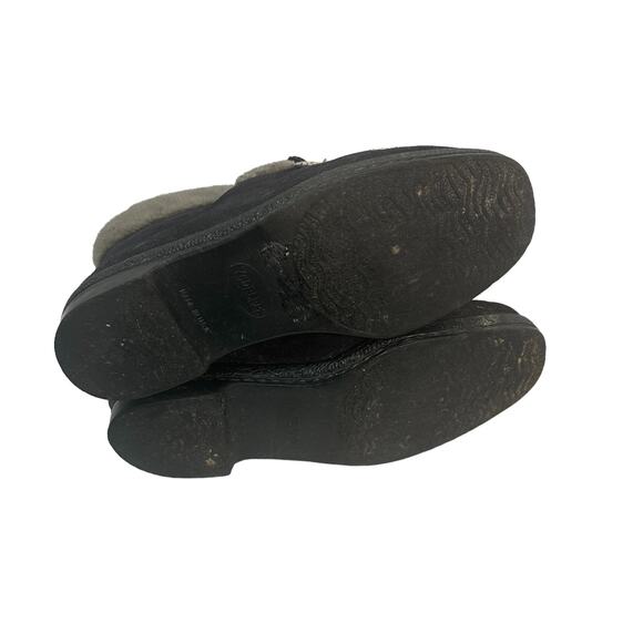 Vintage 1970s Yodelers Blue Suede  Gray Faux Fur Sheep Skin Boots. - Picture 8 of 9